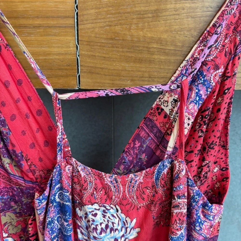 Free People Margarita Bohemian Patchwork Flowy Jumpsuit, Size 2